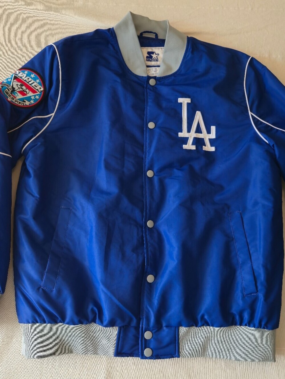 Vtg 90s Los Angeles Dodgers STARTER Blue Satin Jacket XL